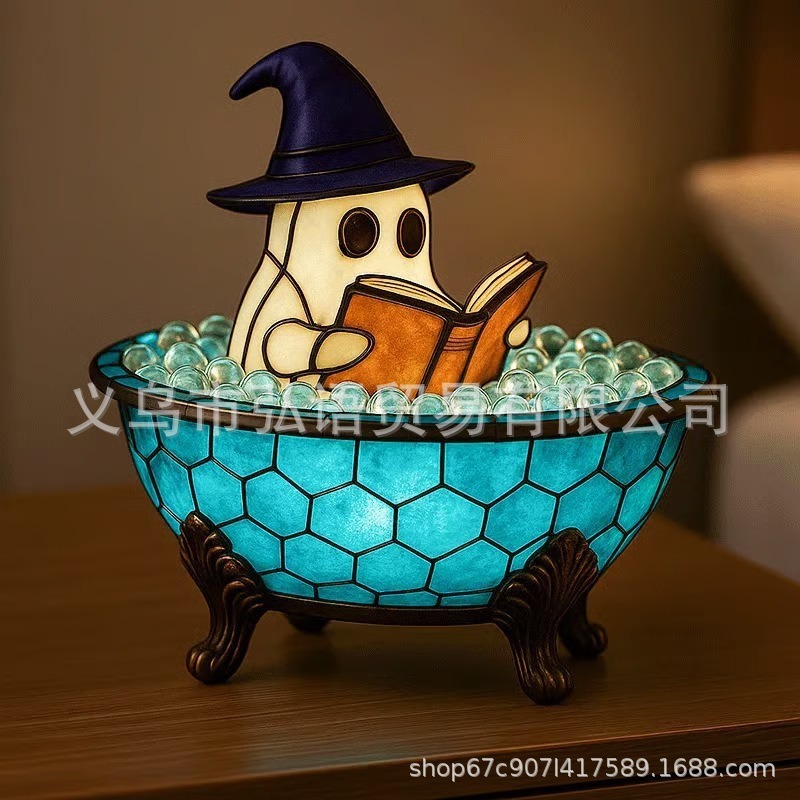 クロスボーダークリエイティブハロウィン装飾魔女ゴースト読書浴槽ナイトライトパーティーシーン装飾品クリエイティブギフト|undefined