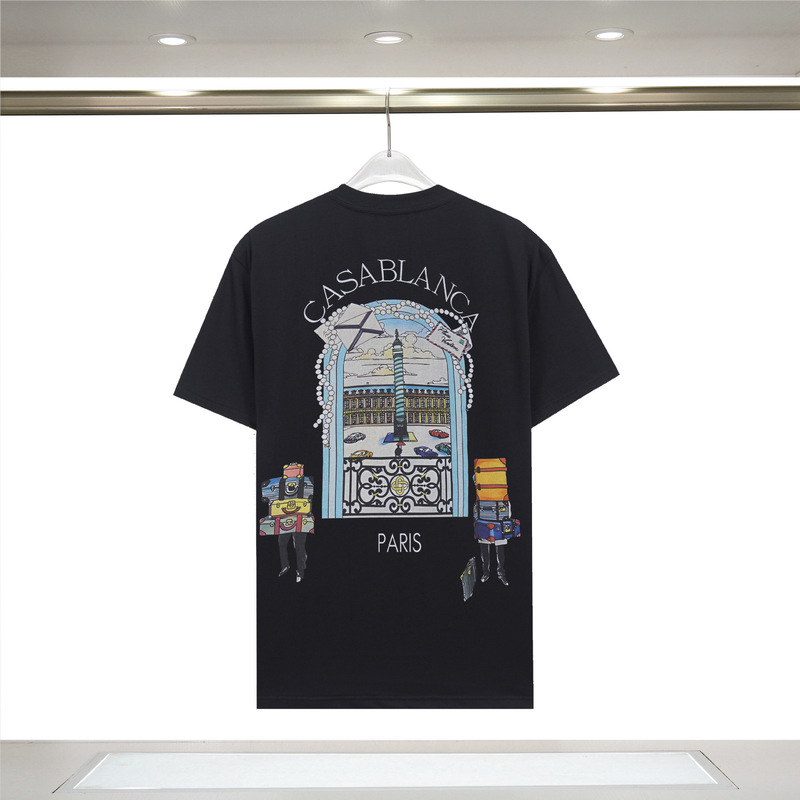 メンズ半袖 260g カサブランカ半袖 2025 春夏新作 カラープリント CASA ピュアコットン半袖|undefined