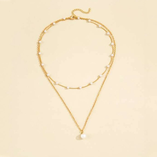 Japanese and Korean cross-border popular accessories, elegant and simple imitation pearl necklaces, niche design sense, Instagram layering style necklaces