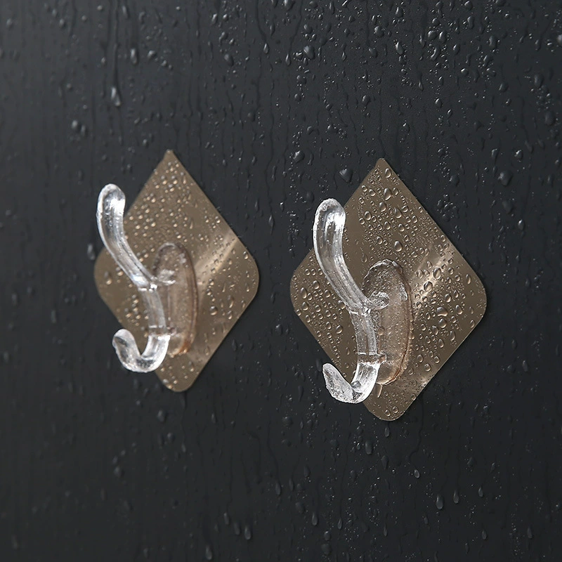 Gancho adhesivo pegamento fuerte sin rastro de perforación, gancho transparente para cocina/baño, fijación segura en pared