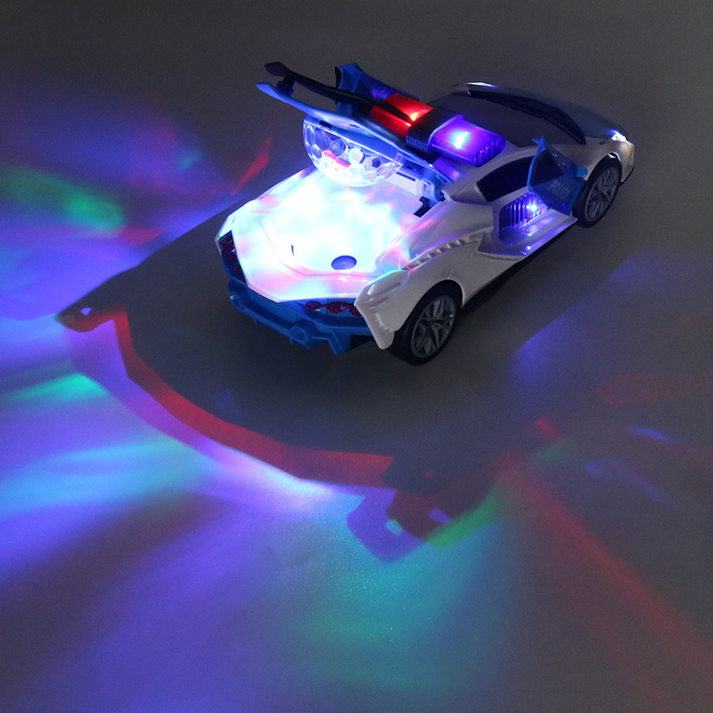 Tiktok mismo eléctrico universal puerta policía coche de juguete 360 rotación música luz niño niños coche de juguete