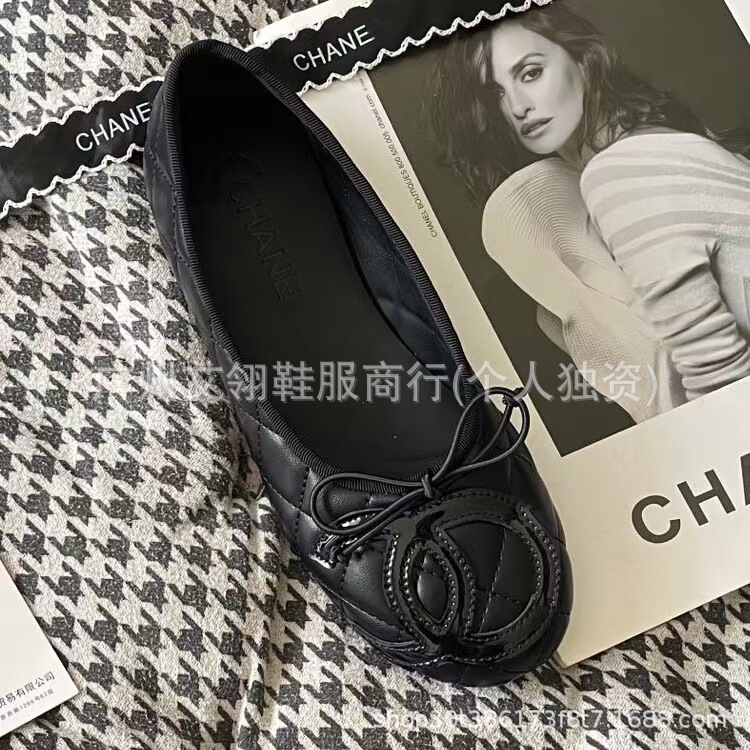 羊皮款~真皮小香风内5cm浅口单鞋复古蝴蝶结芭蕾舞鞋女奶奶鞋|undefined