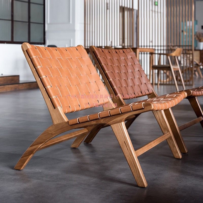 Sofá casero individual pequeño tipo de vivienda sala de estar balcón tejido de cuerda estilo japonés retro silla de ocio de madera maciza