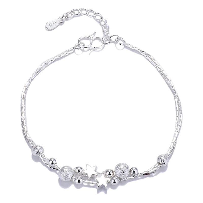 Factory wholesale star bracelet female Korean temperament student fashion round beads double layer jewelry 925 plated silver jewelry