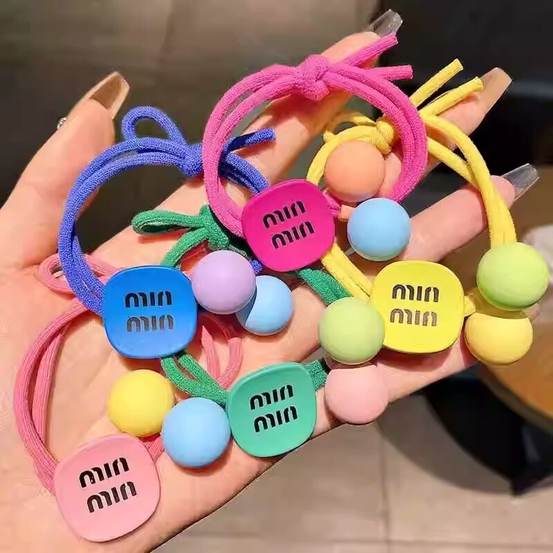 High Stretch Knot Hair Loop Candy Color Girl's Paytail Hair Rope Sweet Ball Hair Rope Cute Rubber Tendon Hair Accessories
