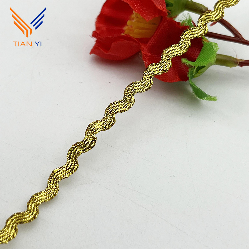 3-5mm de oro y plata onda borde curvo en forma de S cortina de la cinta de encaje ropa de los niños accesorios de la boda accesorios de vestir DIY