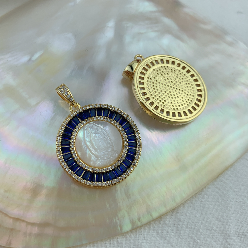 15g Weight Zircon Inlay Material Charms Classification 1 Piece Quantity Shell, Copper Material Round Pattern Plating, Inlay Design Retro, Roman Style Style 1 Piece Shell Copper Zircon Round 1