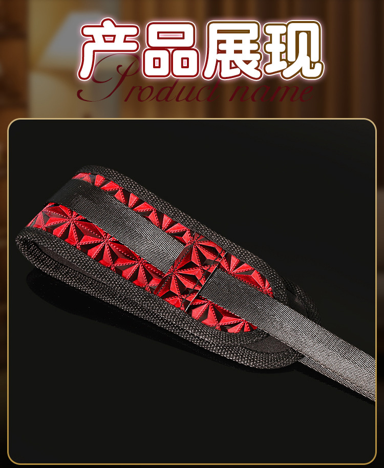 SM Diamond-Pattern Bondage Set with Metal Alloy Handcuffs and Leather Blindfold — detail image 12