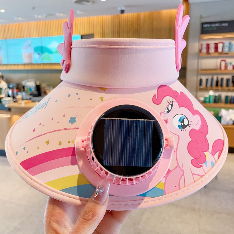 マイリトルポニーソーラーファンハット子供用サンハット女の子抗UV少女日焼け止め空のシルクハット|undefined