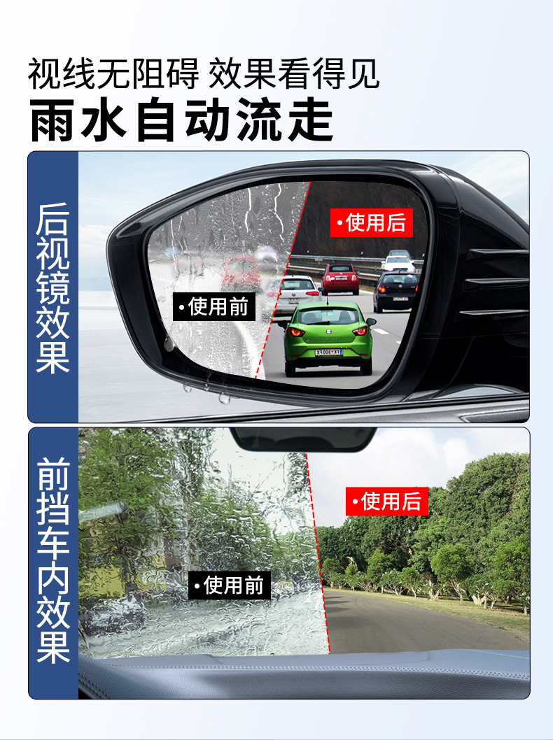 Rearview Mirror Rainproof Artifact Rainproof Agent Car Glass Anti-Fog Spray Rainy Day Waterproof Car Window Water Repellent Film Rain Enemy