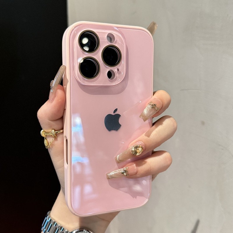 冰感马卡龙大视窗适用iPhone16手机壳15纯色14情侣13新款12带标版|undefined