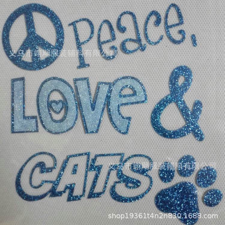 葱粉闪葱烫画图案热转印闪光印花反光logo贴烫印商标工厂