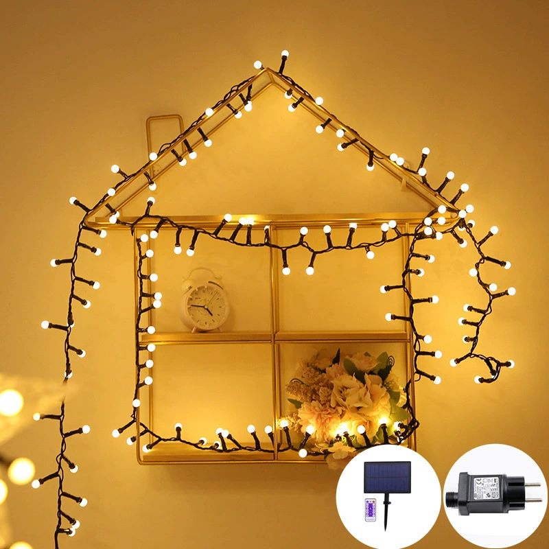New Year's small ball light string small white ball lantern cherry small ball decorative light outdoor waterproof solar camping light