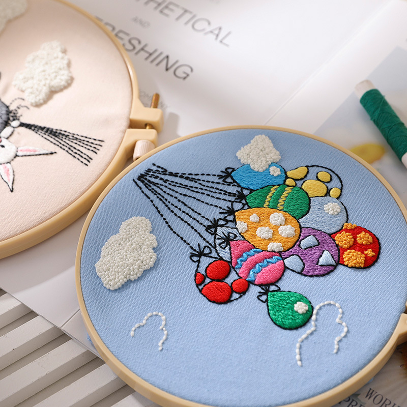 Original DIY bordado hecho a mano material paquete jirafa elefante Rainbow Girl globo bajo el agua 2 unidades transfronteriza Inglés