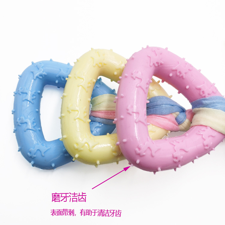 Suministros para mascotas TPR cuerda de algodón tira de tela perro mordedura resistente juguete de goma color caramelo lindo juguete molar en stock