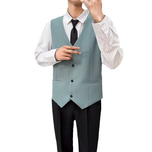 Spring Korean Style Trendy Slim Fit Gray Suit Vest for Men, British Style Western Vest, Casual Professional Best Man Vest, Men's waistcoat