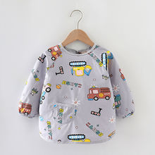 春秋纯棉宝宝罩衣儿童围裙防水防脏男宝宝长袖吃饭护衣女孩反穿衣