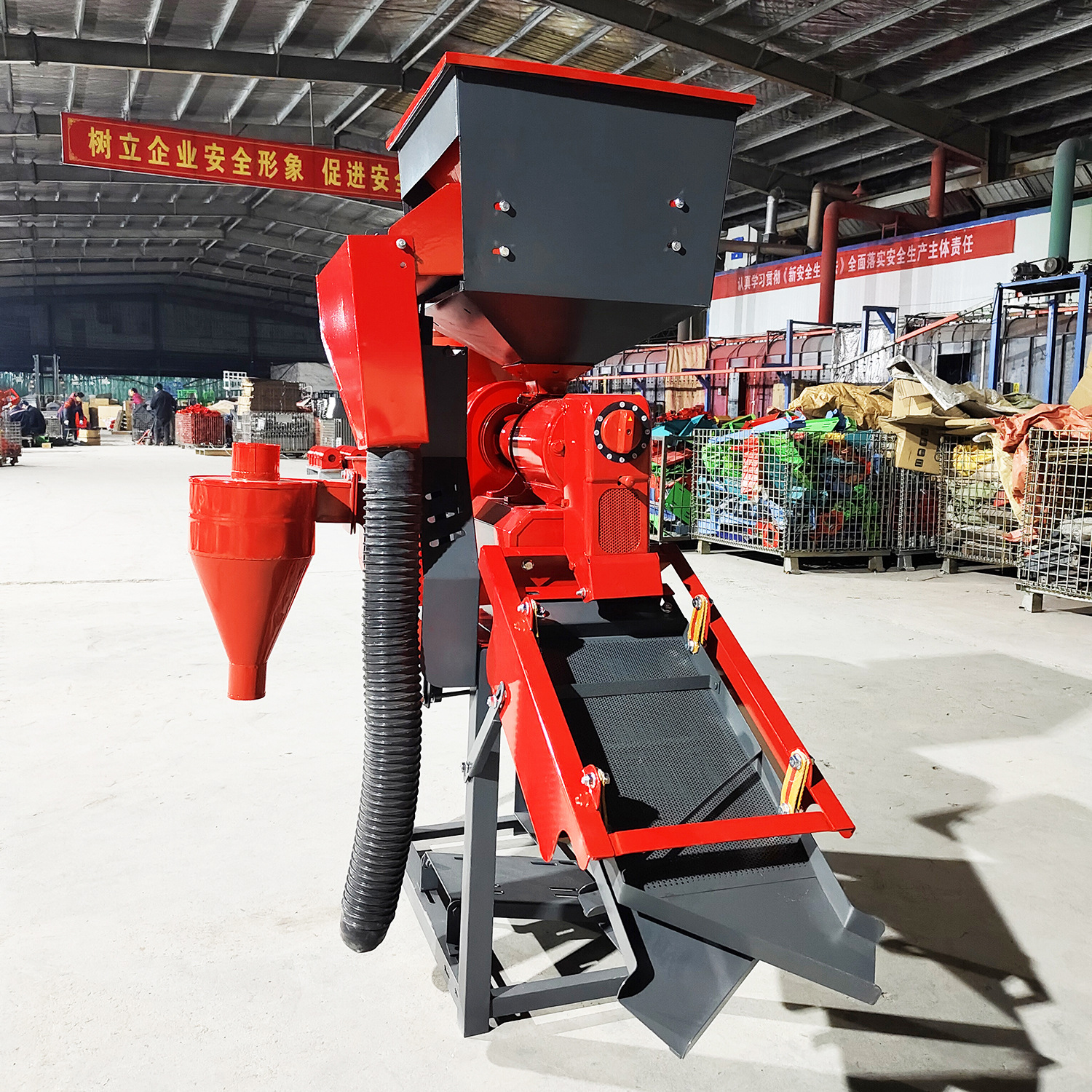 Molino de arroz multifuncional de paja fina comercial con trituradora con máquina de elevación de vibración de eliminación de piedras Molino de arroz fino