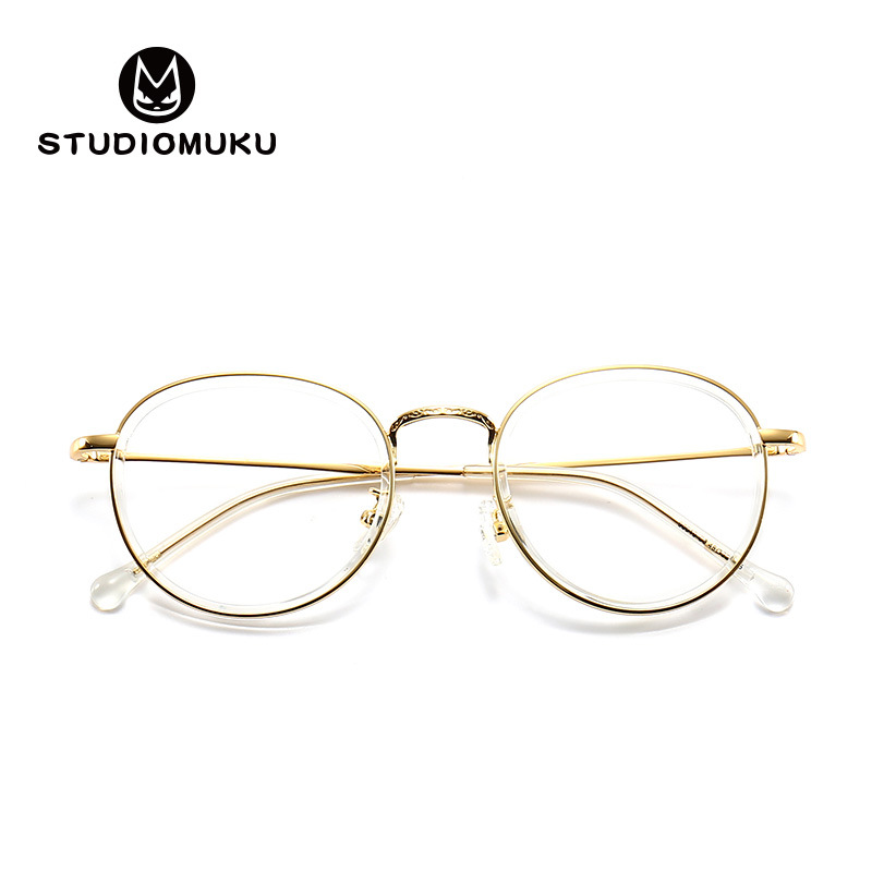 STUDIOMUKU madera fresca gafas de marco redondo gafas duro y diseño único estilo cara grande gafas marco