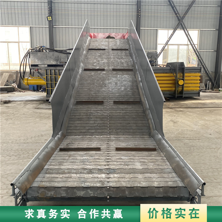 传输带上料打包机 卧式半自动丝料快递废壳液压压块机 压缩设备