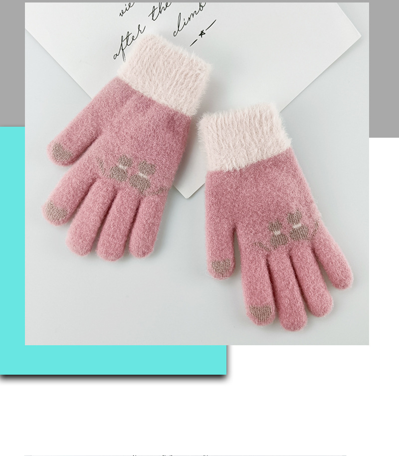 New Winter Children's Curly Gloves Warm Five-finger Cold-proof Knitting Gloves display picture 5