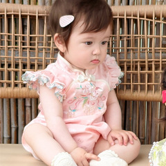 夏の漢服子供用ジャンプスーツベビー新中国風の1歳のドレス女の子のチャイナドレスベビーハイハイスーツ