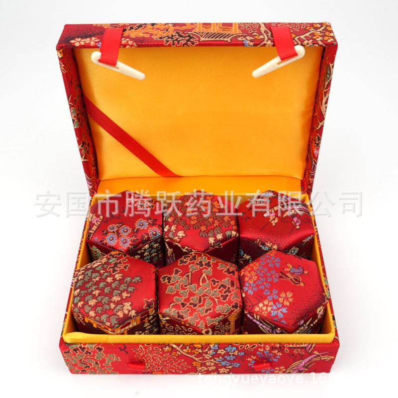 Red Brocade Gift Box Set of 6 Empty Jewelry Display Boxes with Hanging Cord 16x12x6.5cm quality and texture