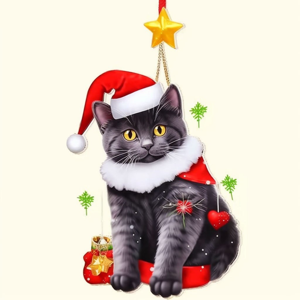 Navidad transfronteriza acrílico plano colgante creativo adorable gatos colgantes decoraciones de automóviles colgantes de árbol de Navidad