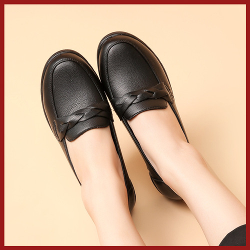 New soft-soled casual women's shoes cowhide single shoes flat-soled non-slip mother's shoes women's leather shoes factory direct sales wholesale