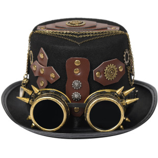 Foreign Trade Popular Steampunk Hat Rivet Belt Hat Gothic Glasses Retro Heavy Industry Hat Headwear Amazon Speed