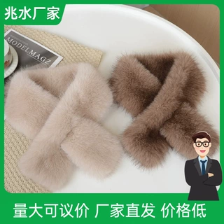 新款时尚韩版人造毛围巾女士冬季保暖柔软防寒皮草围脖