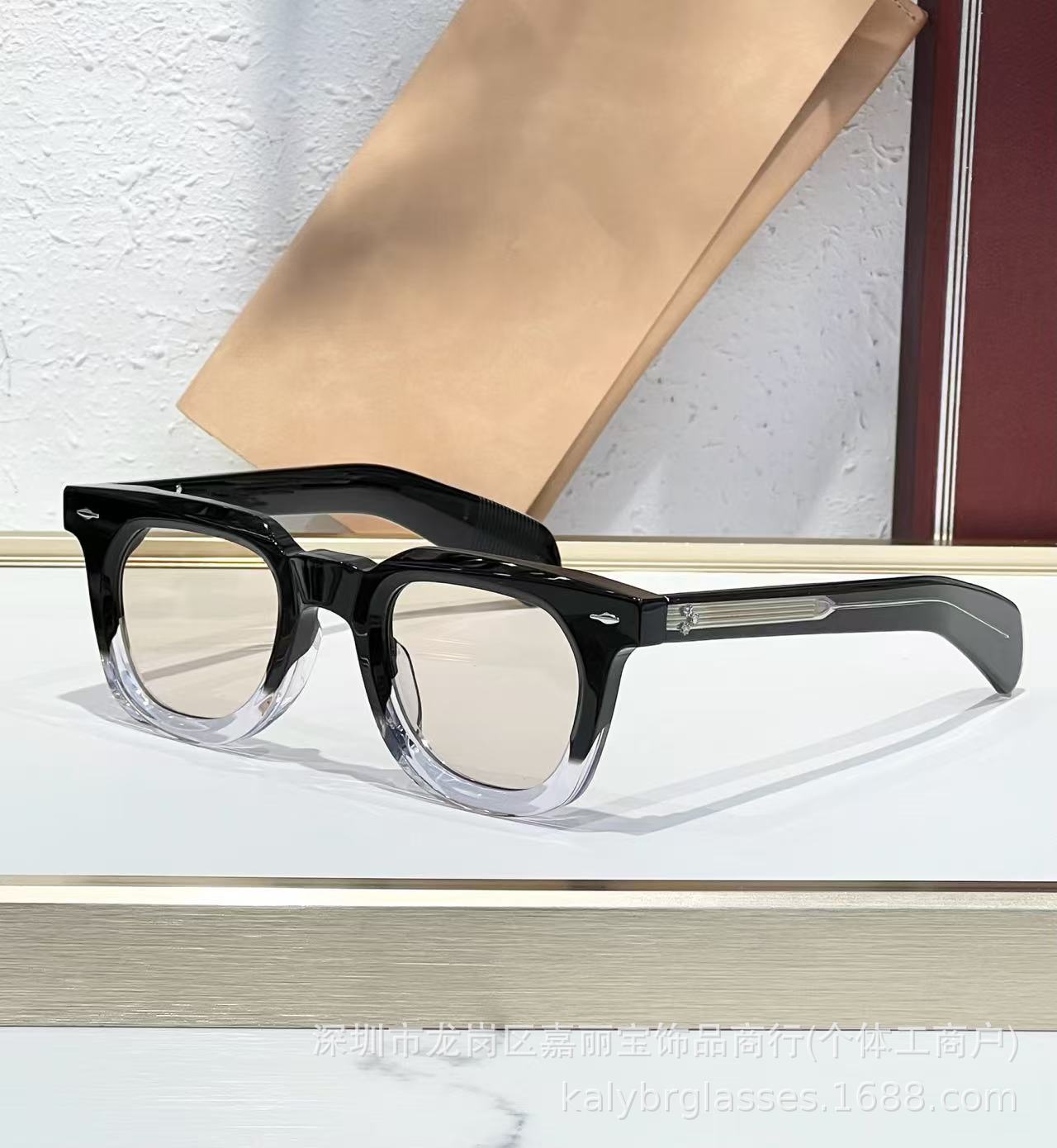 흑백 투명 프레임 연한 오렌지 렌즈