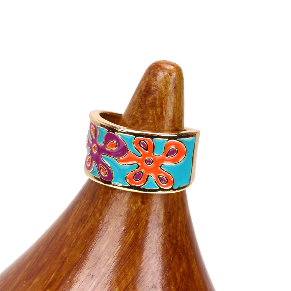 Enamel Color Flower Drip Opening Ring Fashion Ring Cross-border Jewelry Wholesale display picture 10