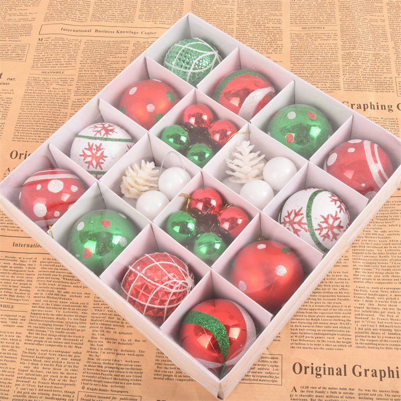聖誕節裝聖誕球套餐聖誕樹裝飾掛件聖誕球禮物盒裝飾球42個套餐