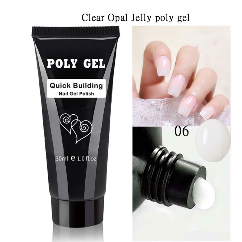 Promoción de la fábrica 30g nail art extensión cristal pegamento transparente blanco rosa gran cantidad en stock al por mayor