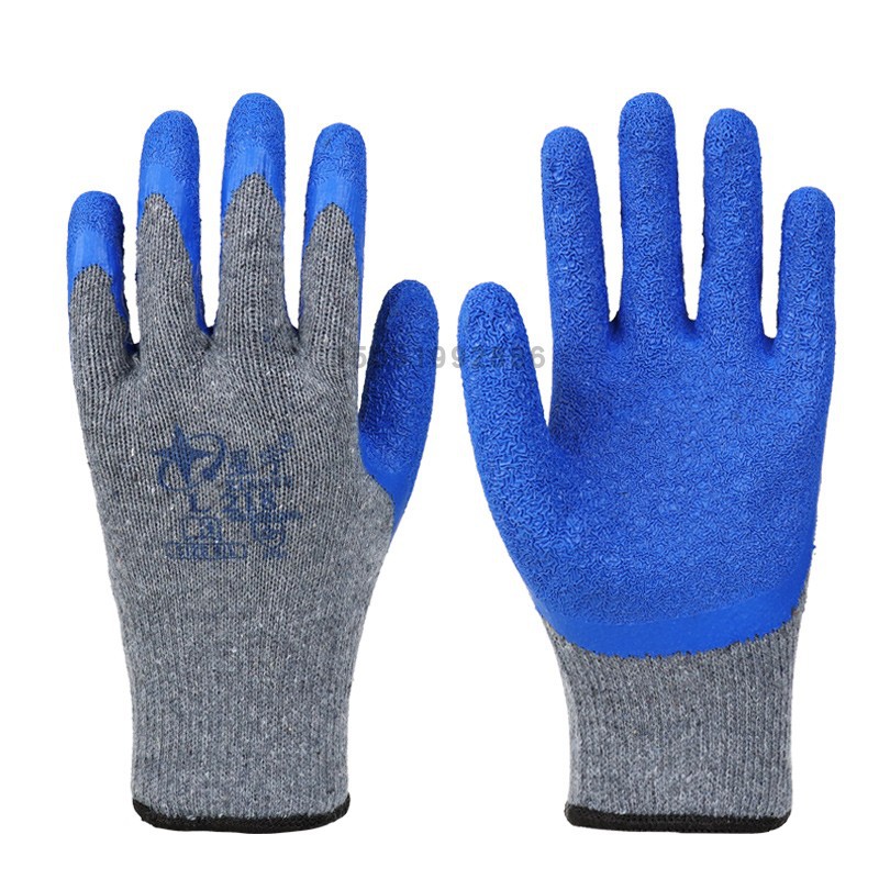 星宇L218劳保手套纱线皱纹加厚耐磨滑浸胶工作胶皮工地干活织女星