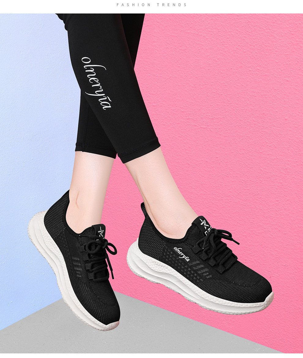 Giày sneaker nữ dệt kim lưới thoáng khí đế mềm đi bộ chạy bộ du lịch — 6045 Màu be, 6045 Da đen chi tiết 19