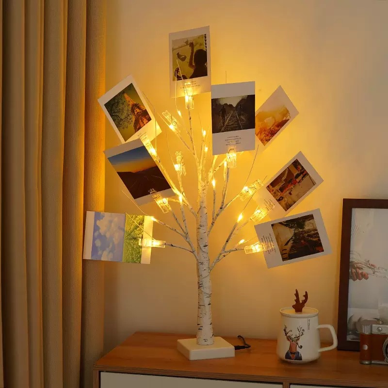 Día de San Valentín regalo LED rojo amor blanco abedul lámpara de árbol de luz creativa para las niñas lámpara de noche lámpara de decoración de la habitación