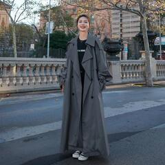 风衣女中长款英伦风2025春秋新款韩版宽松bf学院风气质过膝外套潮