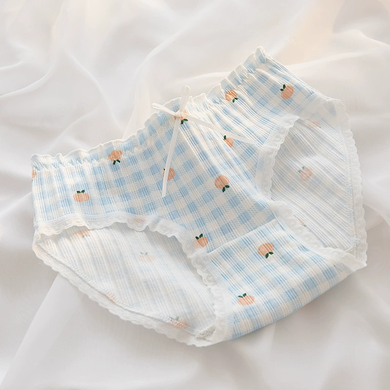 Women’s rib‑knit cotton panties, mid‑rise, lace trim, hip‑accenting, sizes M–XL