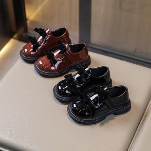 Korean Style Girls' Small Leather Shoes with Soft Soles, Fashionable 2025 Spring New Children's Shoes, Little Girls' Princess Shoes, Fashionable Performance Shoes