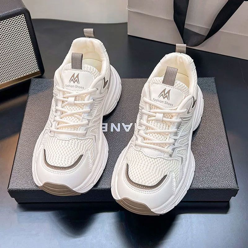 Mesh Dad Shoes for Women 2025 New Autum Versatile Breathable Lightweight Heightening Super Popular Thick-Soled Casual Sports Shoes