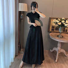 国风新中式女装改良汉服马面裙套装2024新款黑色连衣裙夏季新款女