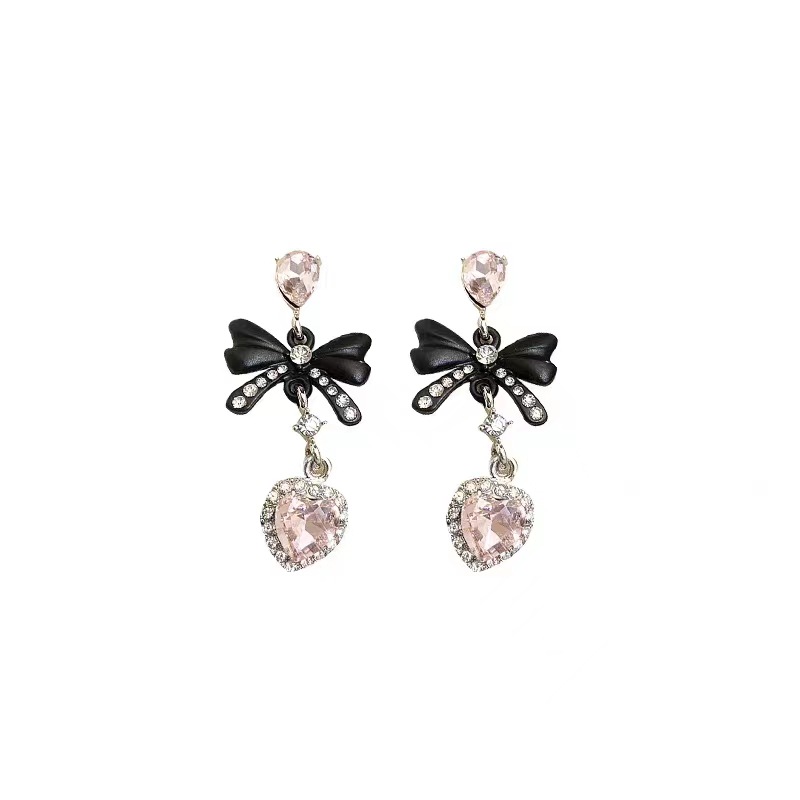 1 Pair Sweet Bow Knot Plating Inlay Alloy Artificial Gemstones Drop Earrings display picture 1