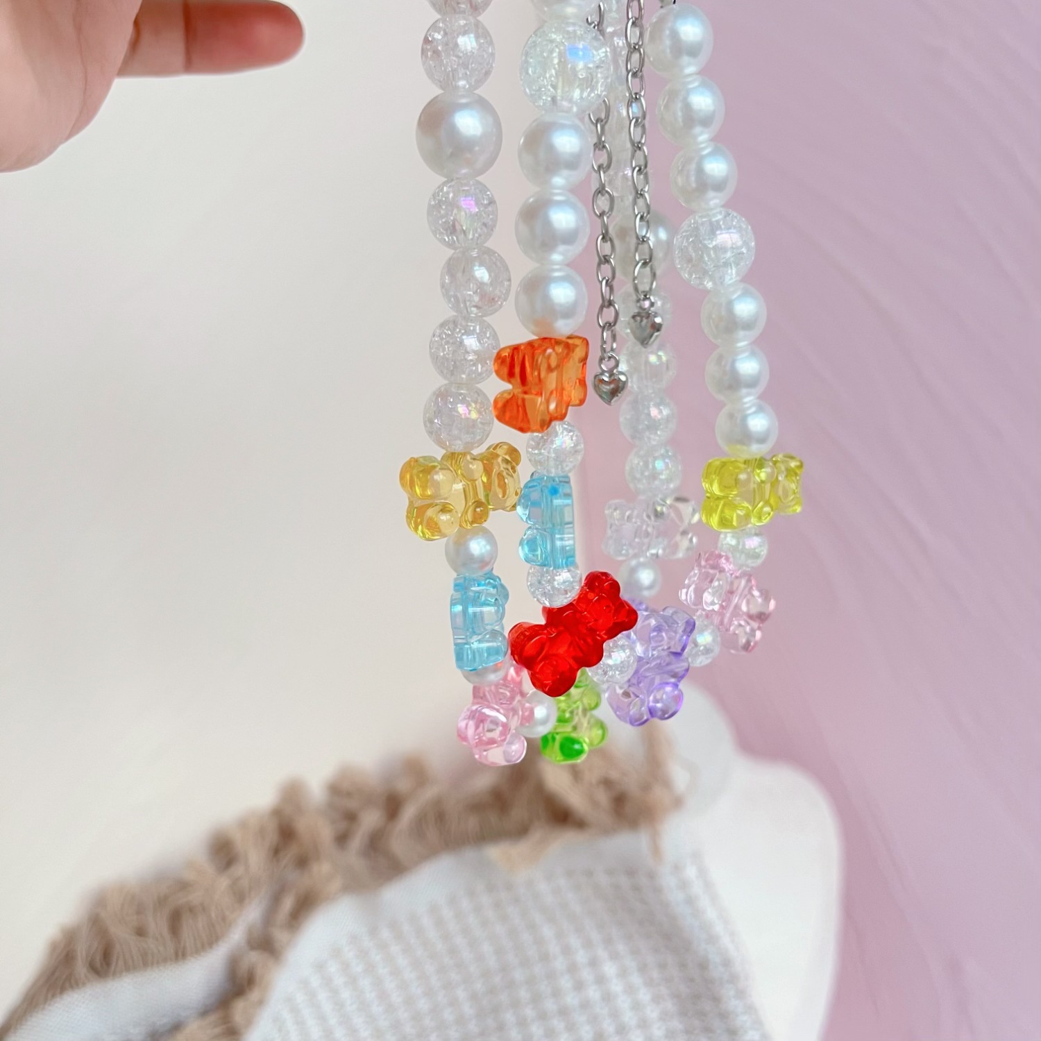 Hanfeng pet collar de perlas adorable panda collar de perlas gatos que panda collar de perros accesorios de dibujos animados