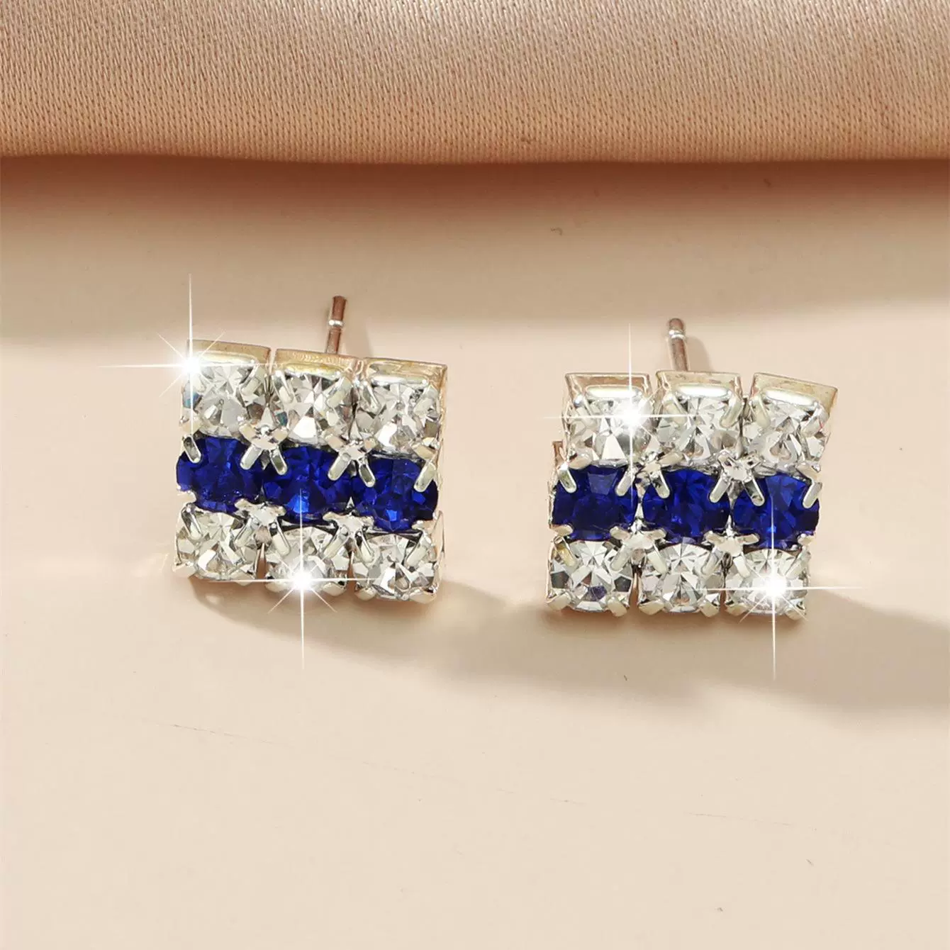 (Cross-border trading), square shiny earrings, Amazon