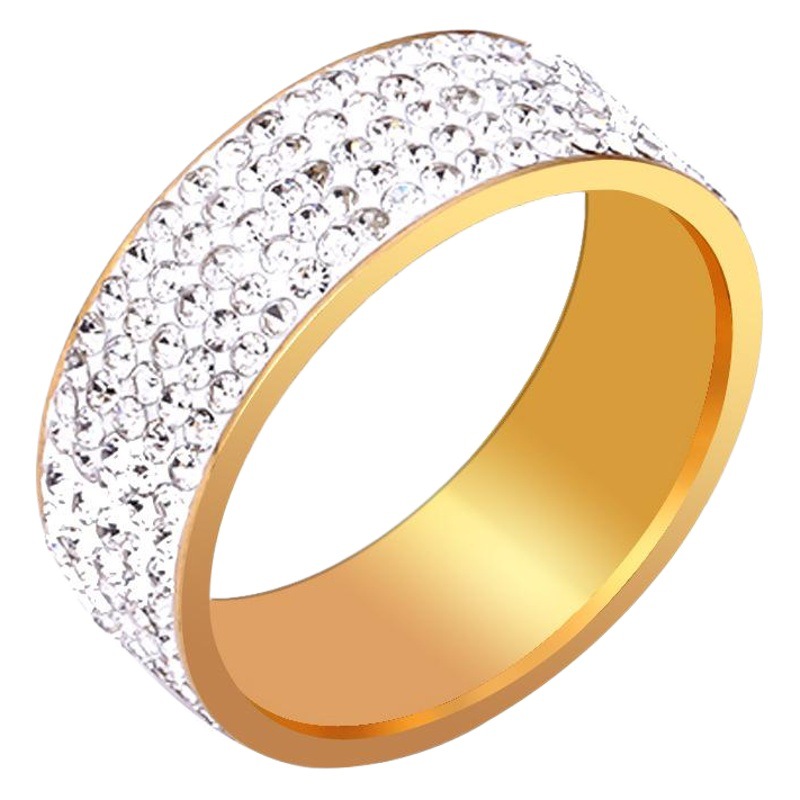 Suministro transfronterizo de joyería de acero inoxidable de estilo europeo y americano de arcilla suave de cinco filas de diamantes con incrustaciones de diamantes par anillo de acero de titanio fabricante