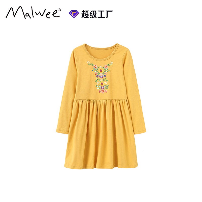 Vestido de niña otoño y invierno nuevo estilo europeo y americano rayas de manga larga vestido de princesa de cuello redondo casual ropa infantil