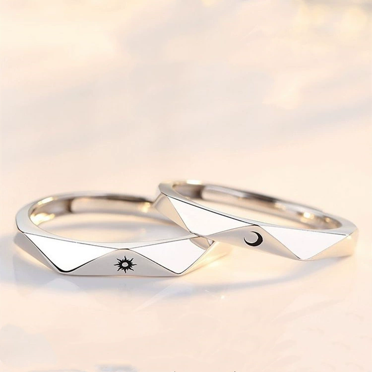 Fashionable universal sophisticated ring for beloved for men and women, silver 925 sample, Korean style