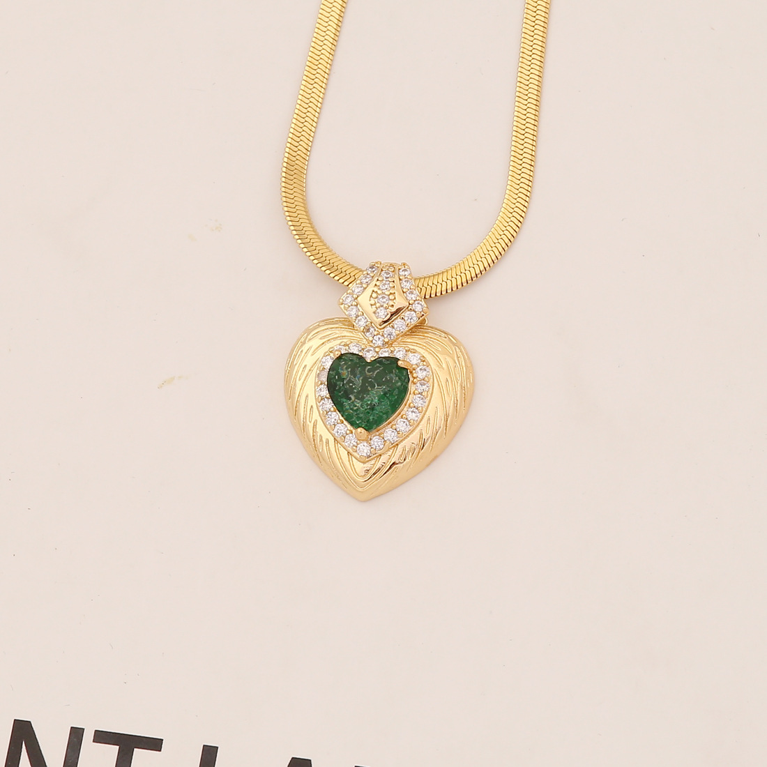 Fashion Heart Shape Stainless Steel Plating Inlay Artificial Gemstones Pendant Necklace 1 Piece